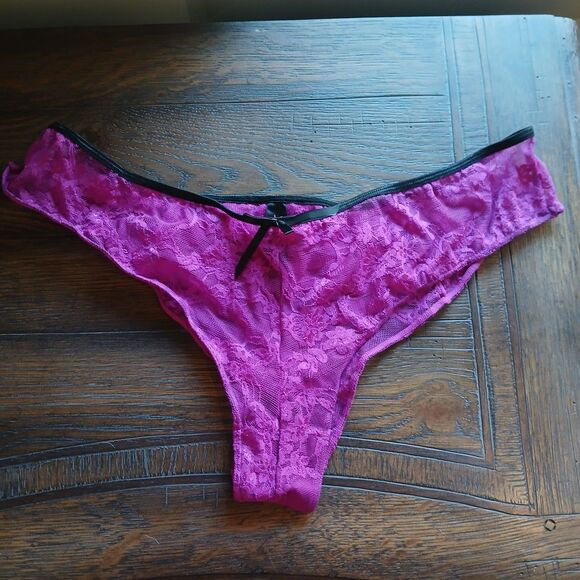 Dreamgirl Cheeky Panty Size 1X/2X Purple Sheer Lace Floral Ruffle Style # 9103X - Picture 1 of 6